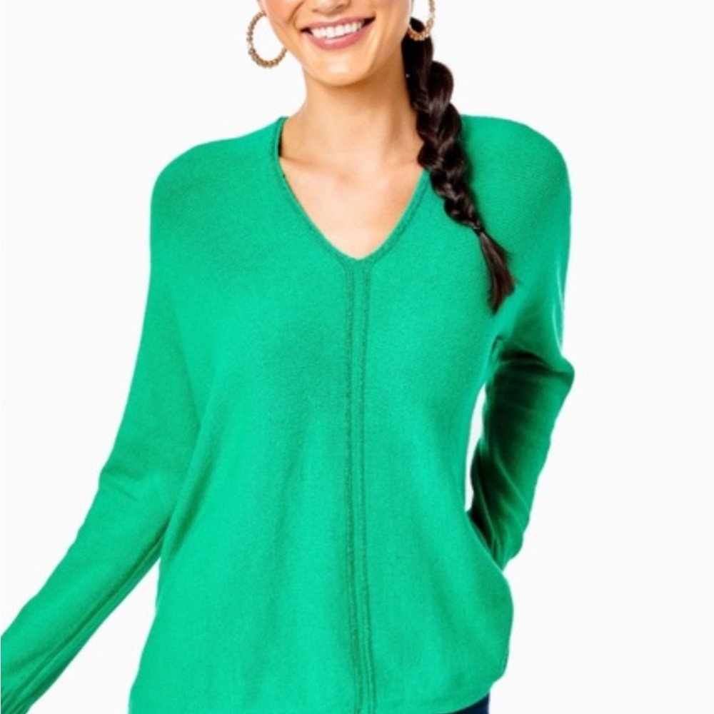 Lilly Pulitzer Sevie Dolman Green V-Neck Sweater M